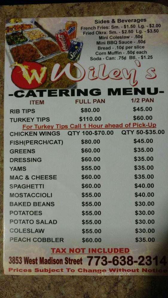 Wiley's Chicken & Ribs - Chicago, IL menu_pic