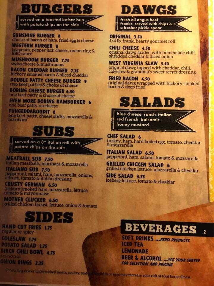 Birch Tavern - Groveport, OH menu_pic