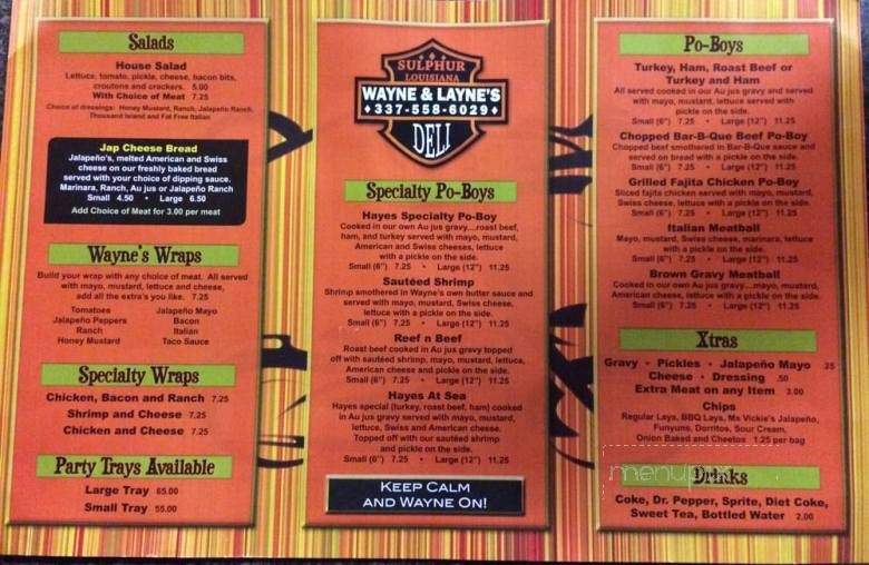 Wayne & Layne's Deli - Sulphur, LA menu_pic