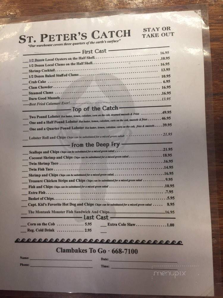 St Peter's Catch - Montauk, NY menu_pic