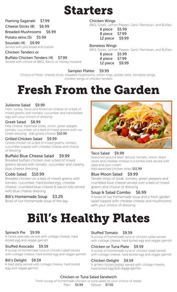 Bill's Diner - Norwich, NY menu_pic