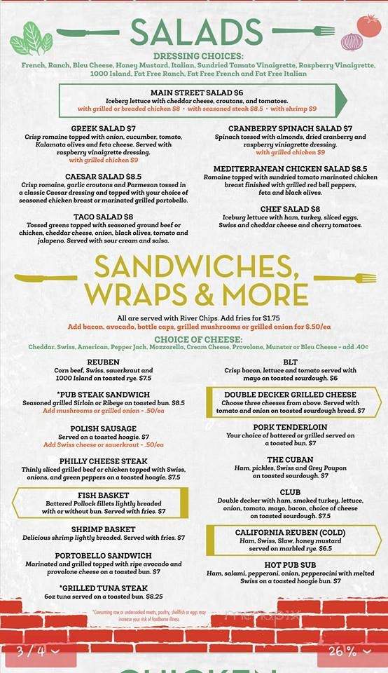 The Main Street Pub - Monticello, IL menu_pic