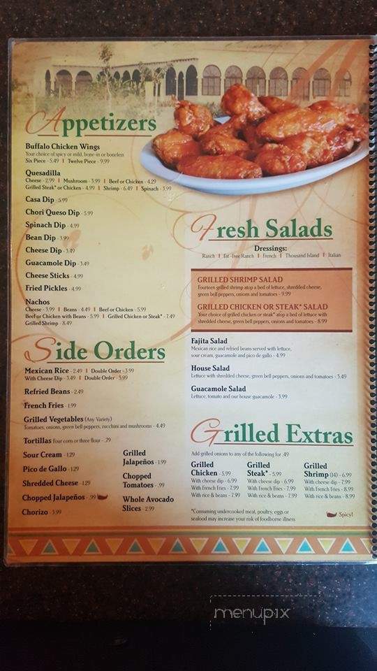 Casa Grande - Greencastle, IN menu_pic