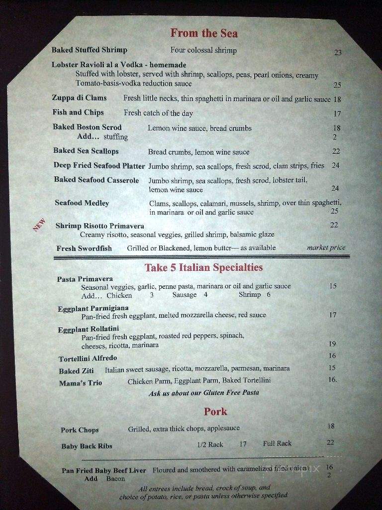 Take Five - Feeding Hills, MA menu_pic