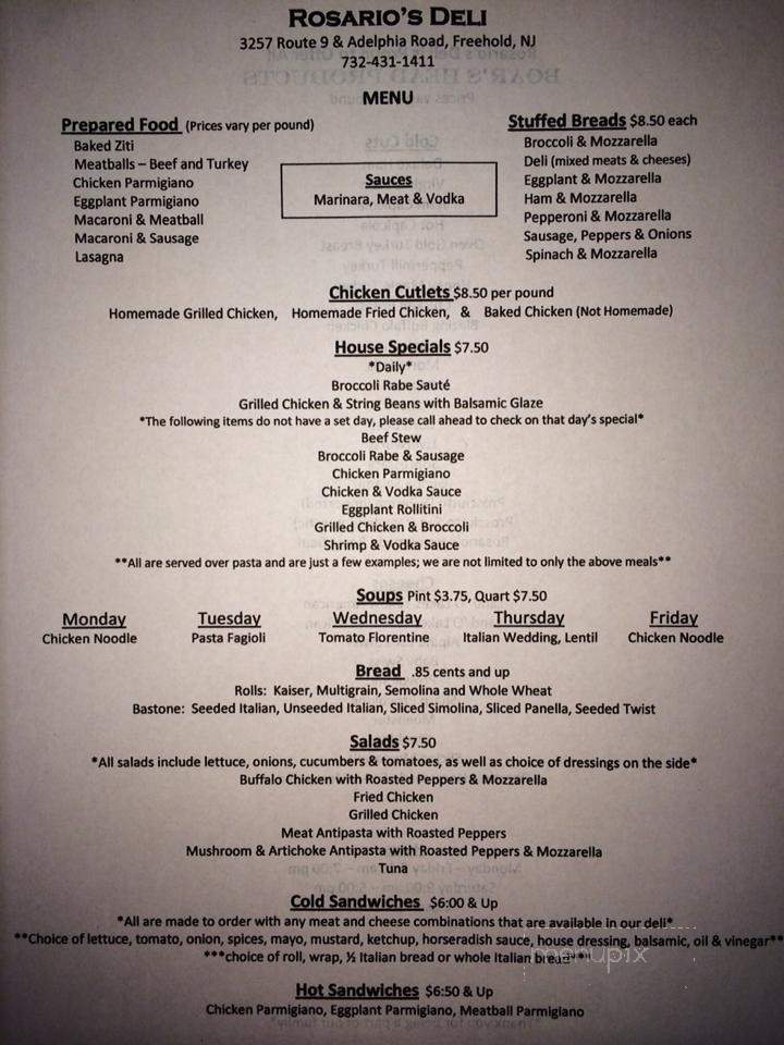 Rosario's Deli - Freehold, NJ menu_pic