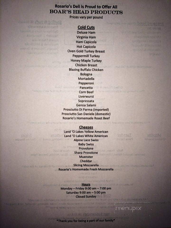 Rosario's Deli - Freehold, NJ menu_pic