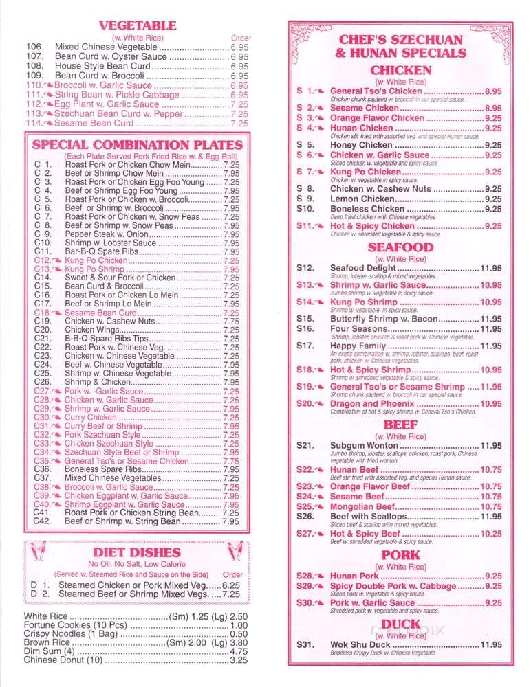 Sunshine Chinese Restaurant - Kingston, NY menu_pic