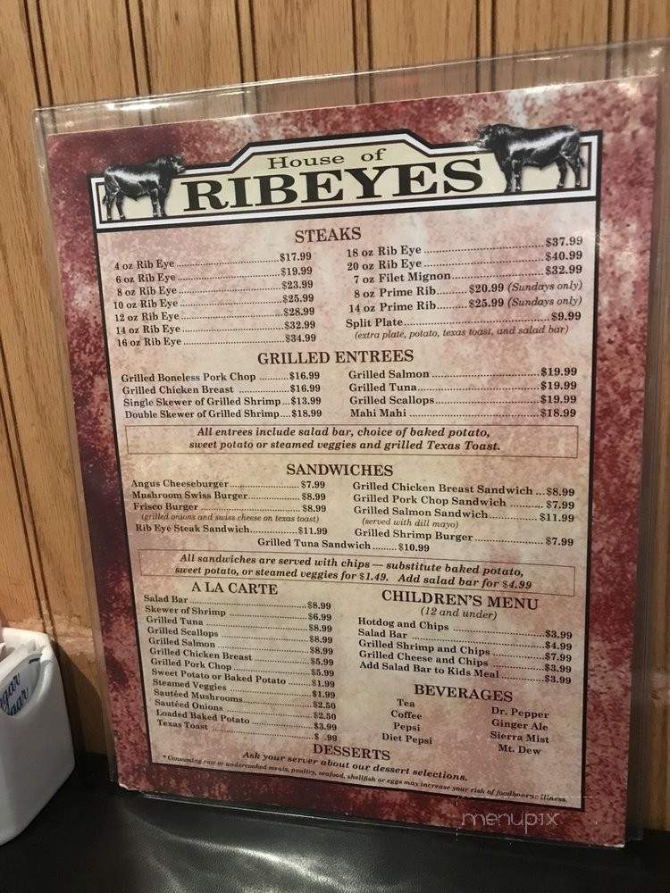 House Of Ribeyes - Oxford, NC menu_pic