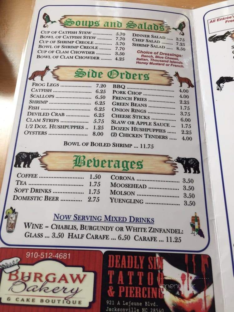 Holland's Shelter Creek Fish Camp - Burgaw, NC menu_pic