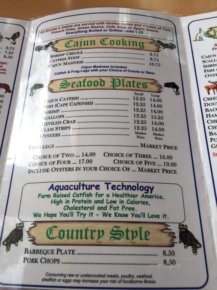 Holland's Shelter Creek Fish Camp - Burgaw, NC menu_pic
