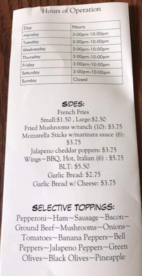 Paps Pizza - Tarlton, OH menu_pic