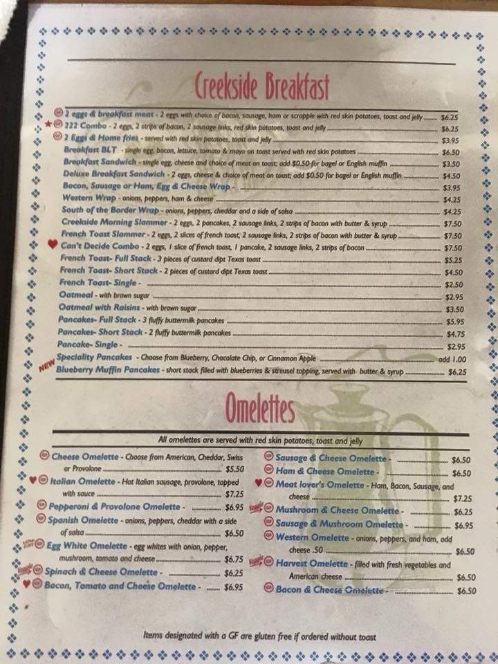 Creekside Restaurant - Ringtown, PA menu_pic