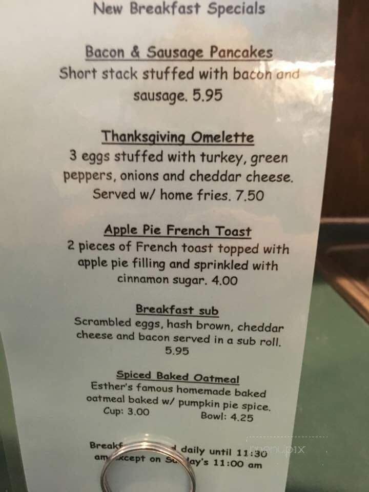 Esther's Restaurant - Fredericksburg, PA menu_pic