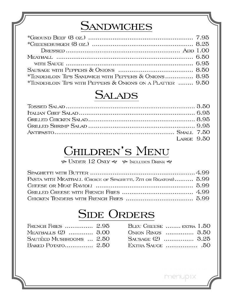 Yanuzzi's Restaurant - Sayre, PA menu_pic