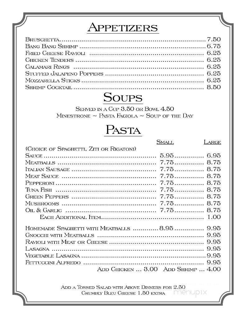 Yanuzzi's Restaurant - Sayre, PA menu_pic
