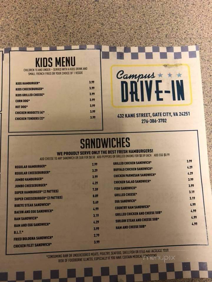 Campus Drive-In - Gate City, VA menu_pic