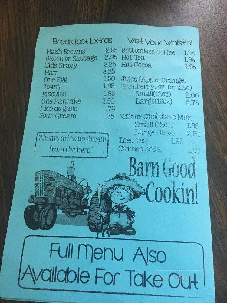 The Rusty Tractor Cafe - Egg Harbor, WI menu_pic