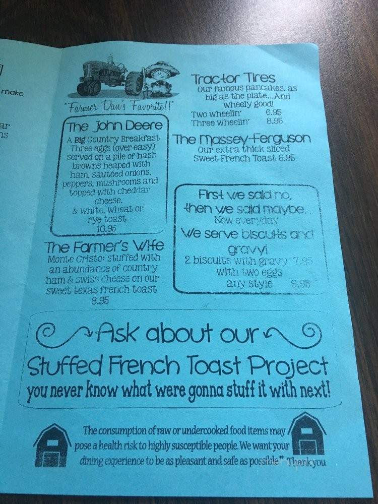 The Rusty Tractor Cafe - Egg Harbor, WI menu_pic