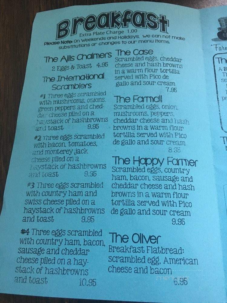 The Rusty Tractor Cafe - Egg Harbor, WI menu_pic