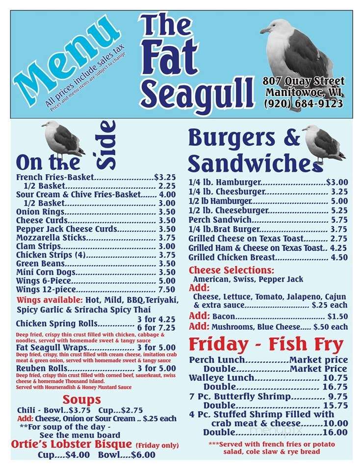 The Fat Seagull - Manitowoc, WI menu_pic