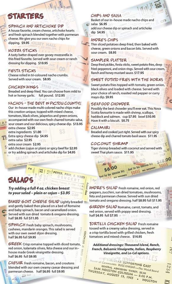 Andre's Seats Restaurant - Stellarton, NS menu_pic