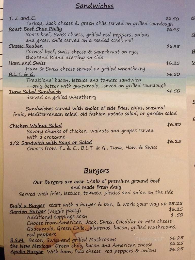 Plaza Eatery - Albuquerque, NM menu_pic
