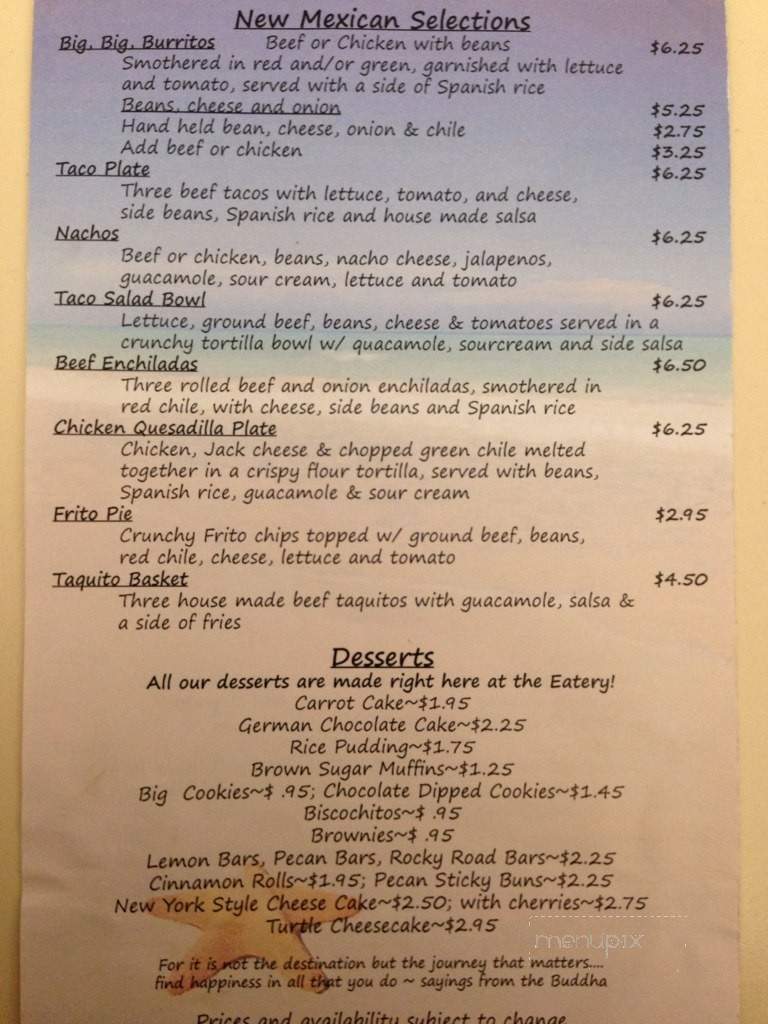 Plaza Eatery - Albuquerque, NM menu_pic