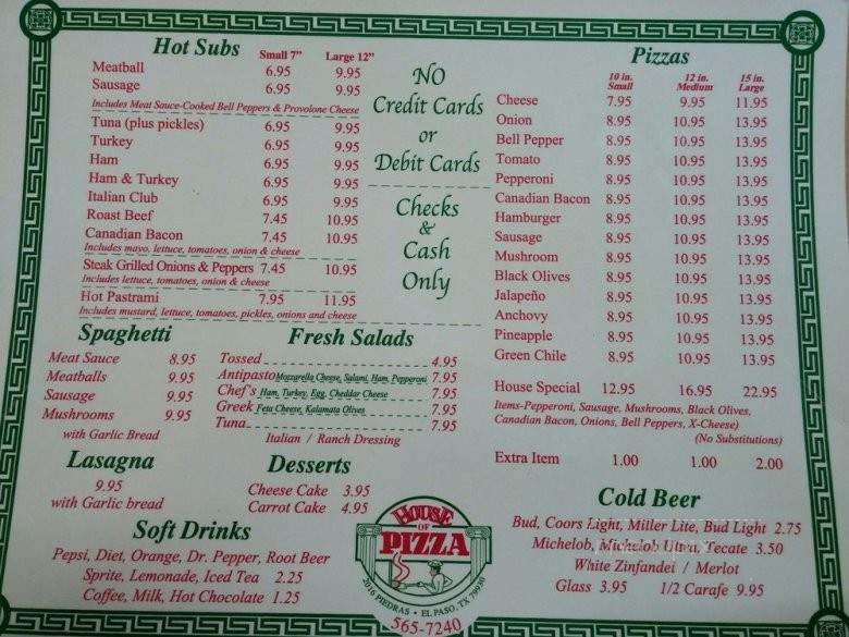 House Of Pizza - El Paso, TX menu_pic