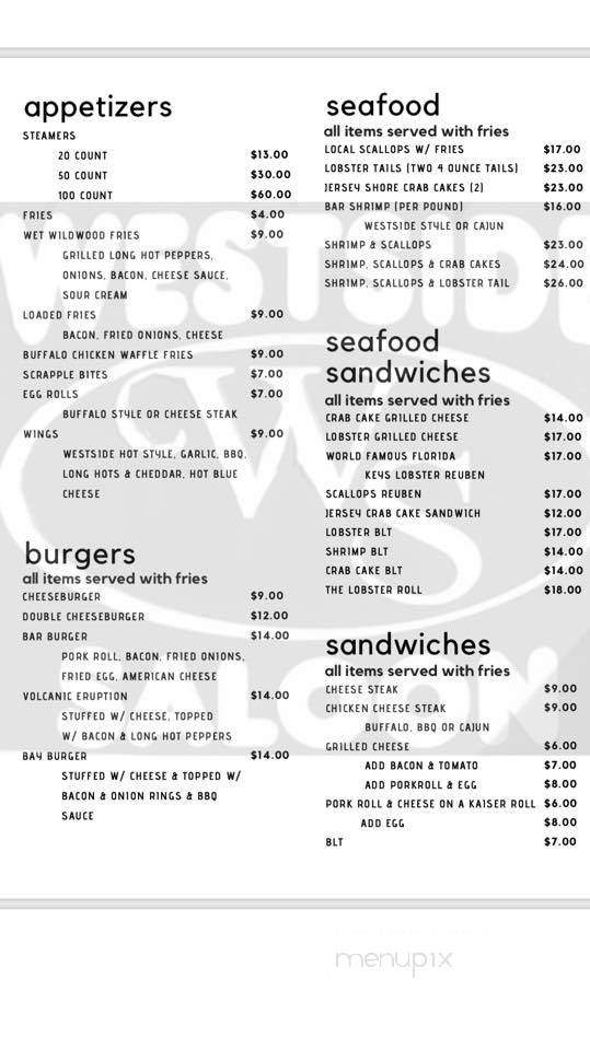 Westside Saloon - Wildwood, NJ menu_pic