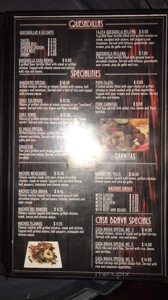 Casa Brava - Paragould, AR menu_pic