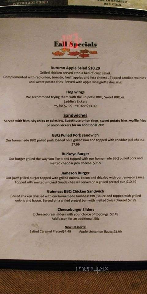 Laddie's Sky Club - Masury, OH menu_pic