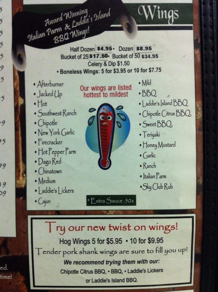Laddie's Sky Club - Masury, OH menu_pic