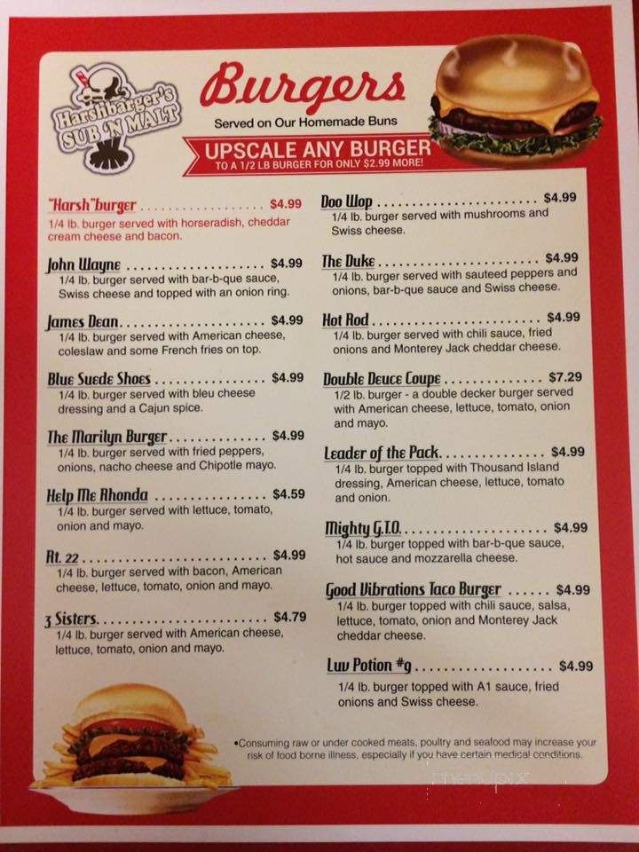 Harshbarger's Sub N' Malt - McVeytown, PA menu_pic
