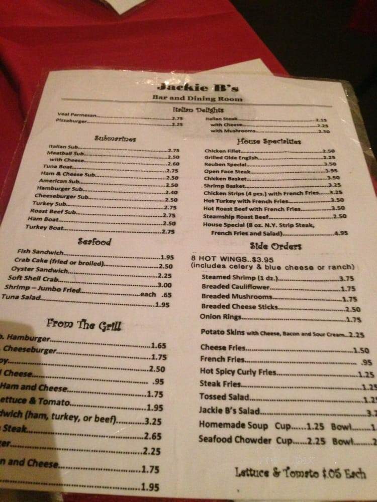 Jackie B's - York, PA menu_pic