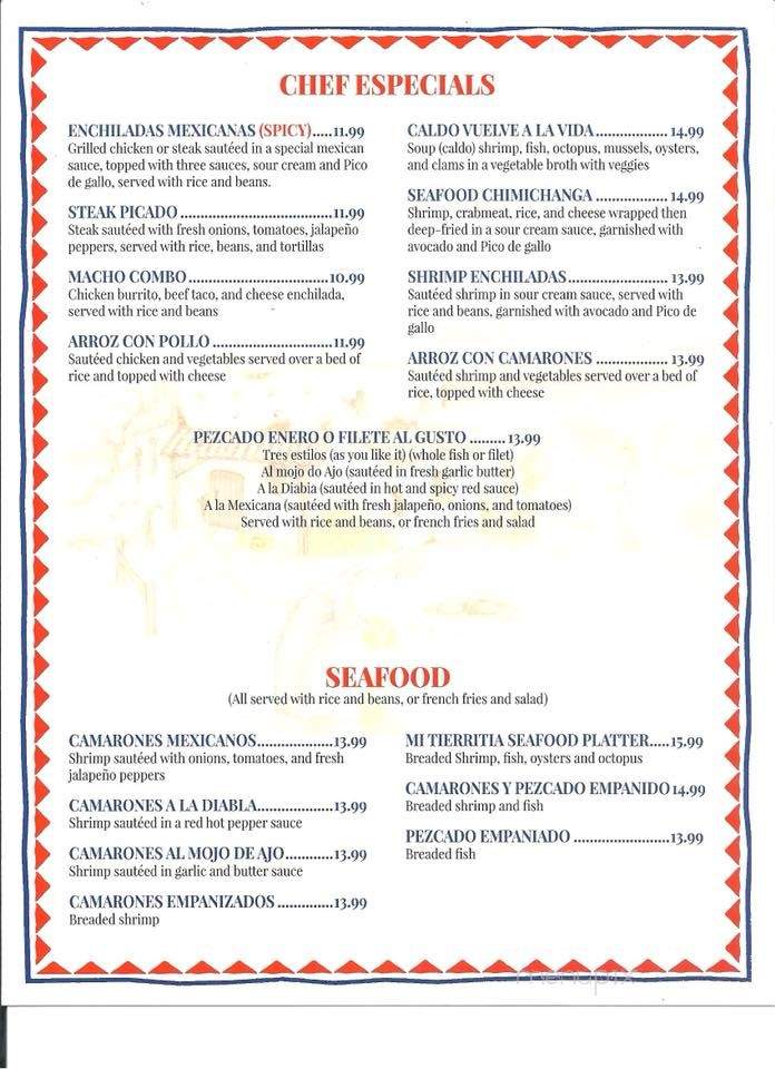 Mi Tierrita - Okatie, SC menu_pic