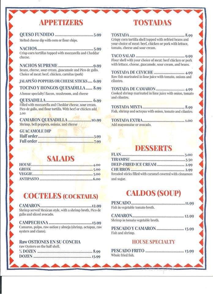 Mi Tierrita - Okatie, SC menu_pic