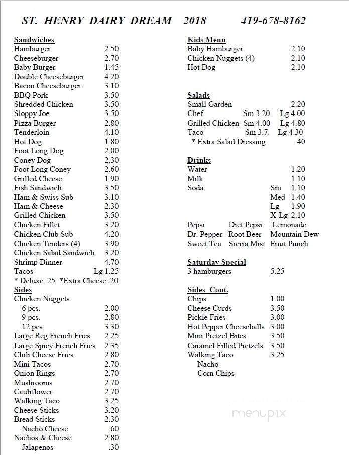 St Henry Dairy Dream - Saint Henry, OH menu_pic