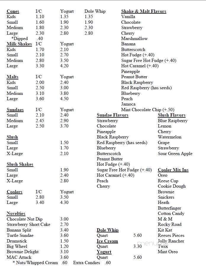 St Henry Dairy Dream - Saint Henry, OH menu_pic