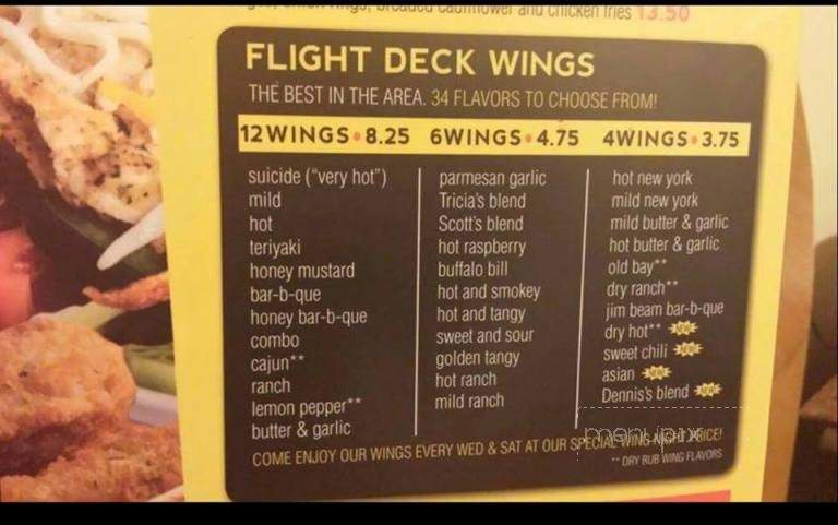 Flight Deck - Reynoldsville, PA menu_pic