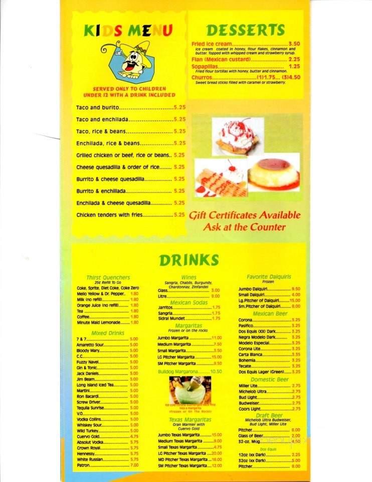 La Cabana De Don Juan - Watkinsville, GA menu_pic