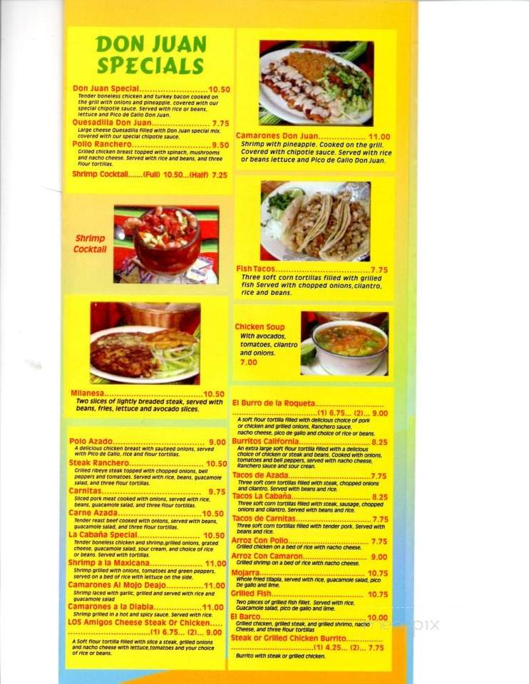 La Cabana De Don Juan - Watkinsville, GA menu_pic