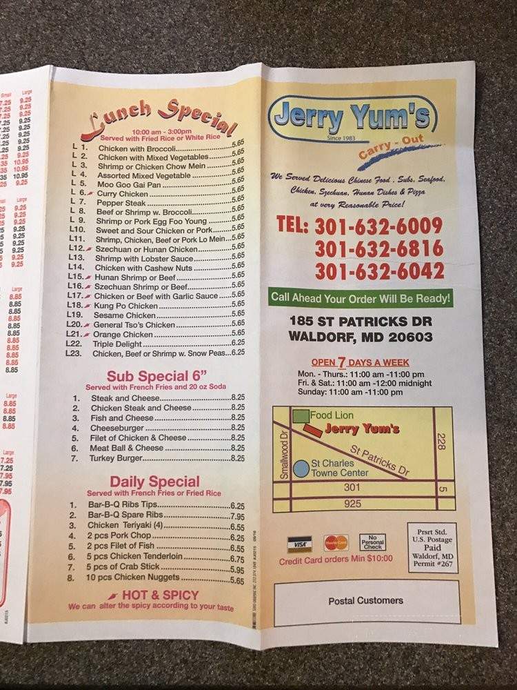 /2004785/Jerry-Yums-Restaurant-Menu-Waldorf-MD - Waldorf, MD