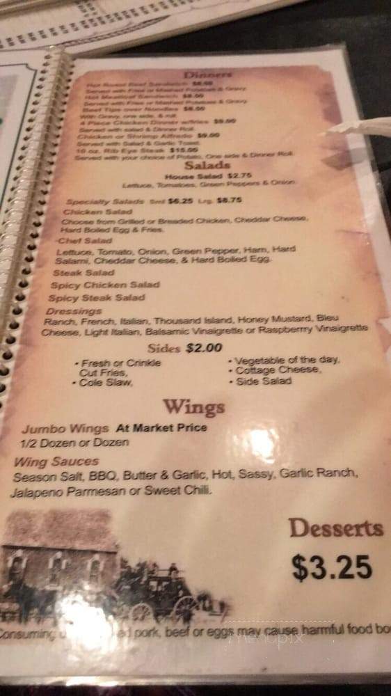 Millerstown Inn - Chicora, PA menu_pic