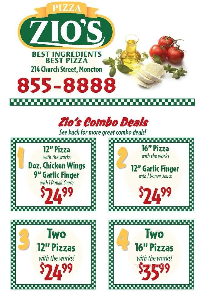 Zio's Pizzeria - Moncton, NB menu_pic