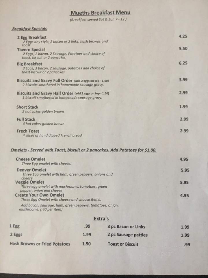 Mueth's Tavern - Smithton, IL menu_pic