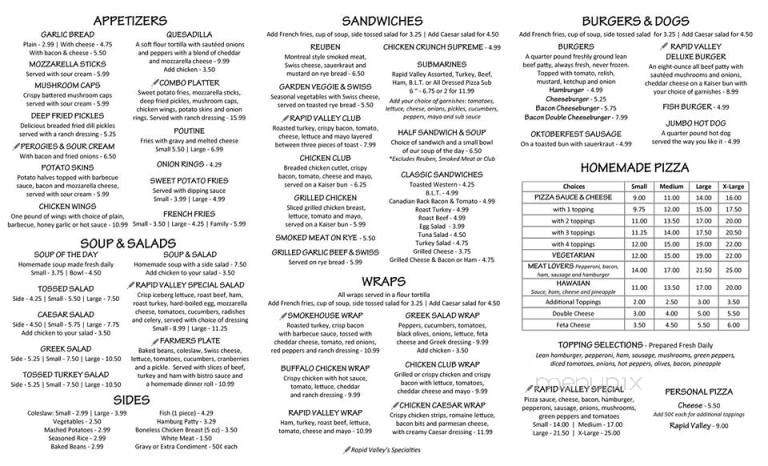 Rapid Valley Restaurant & Esso Service - Lansdowne, ON menu_pic