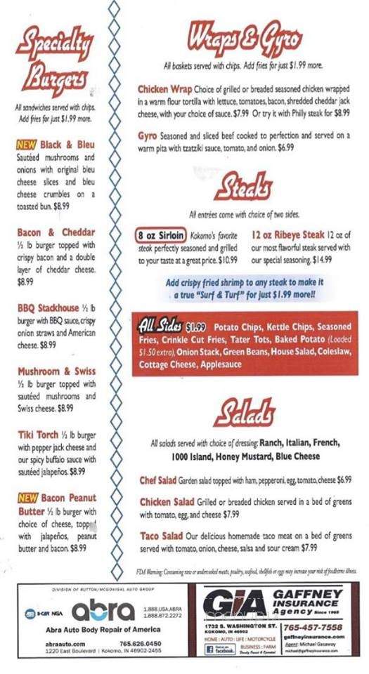 The Filling Station - Kokomo, IN menu_pic