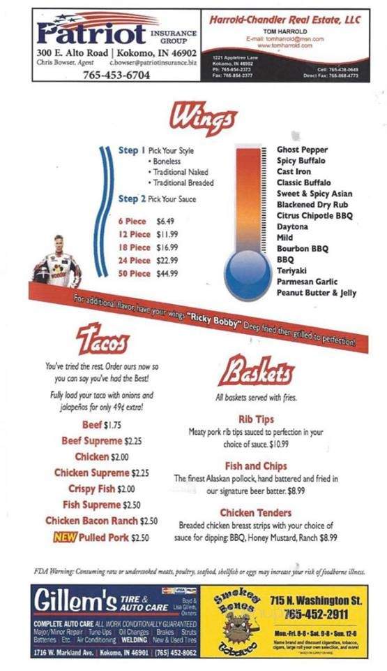 The Filling Station - Kokomo, IN menu_pic