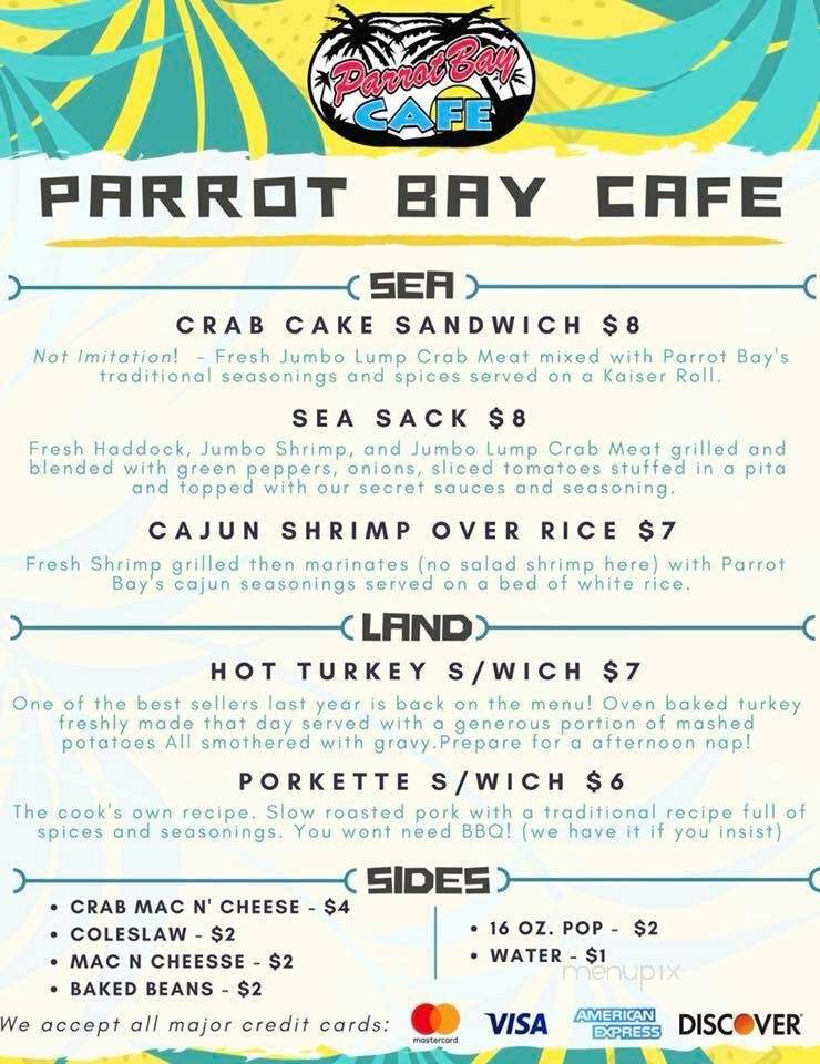 Parrot Bay Cafe - Johnstown, PA menu_pic