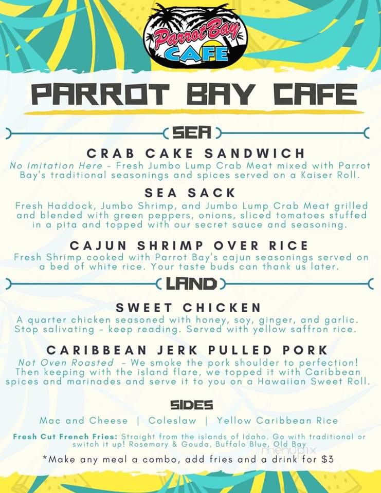 Parrot Bay Cafe - Johnstown, PA menu_pic